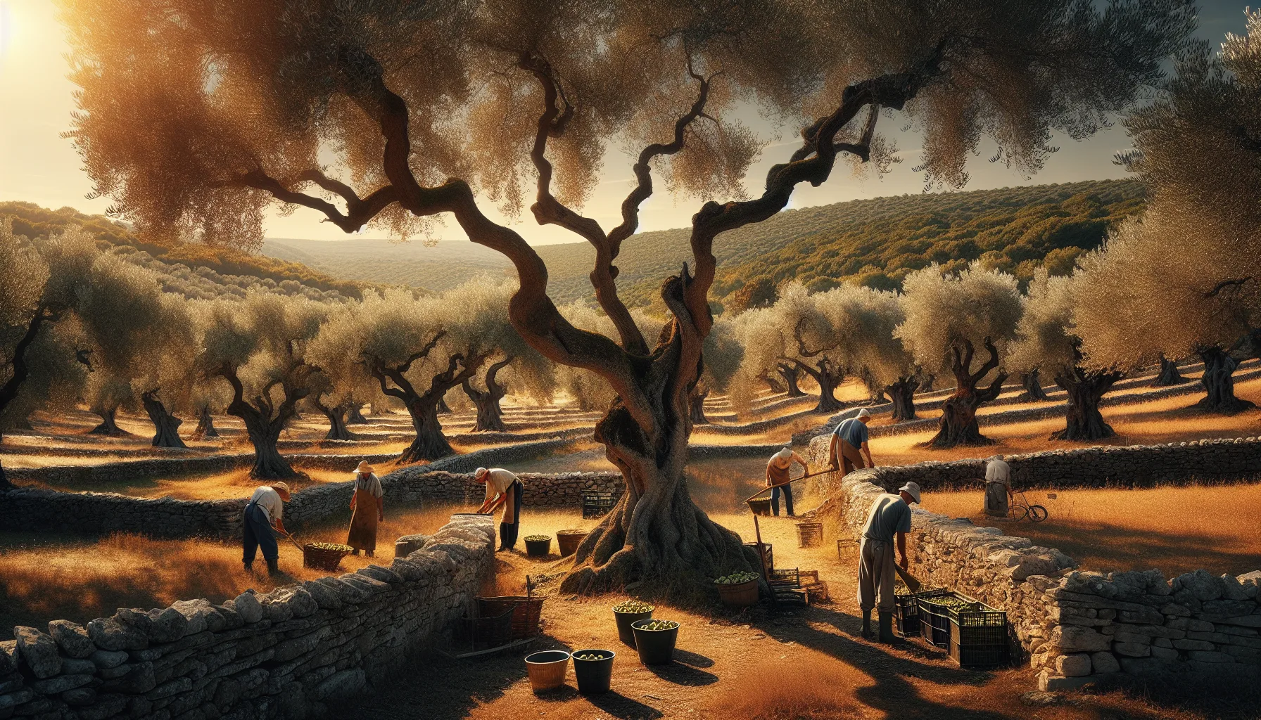 Production d'huile d'olive en Istrie avec oliviers centenaires et murets de pierre en Croatie